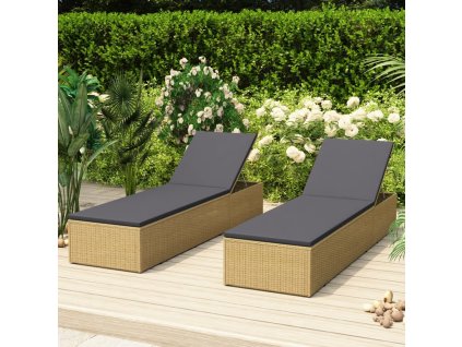 vidaXL Opalovací lehátko polyratan hnědé a tmavě šedé