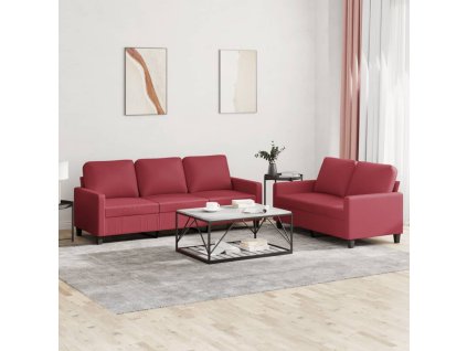 vidaXL 2dílná sedací souprava s poduškami vínová umělá kůže