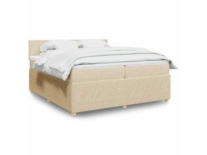 vidaXL Box spring postel s matrací krémová 200x200 cm textil