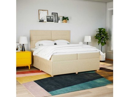 vidaXL Box spring postel s matrací krémová 200x200 cm textil