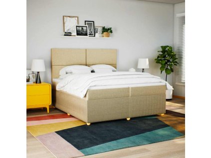 vidaXL Box spring postel s matrací krémová 200x200 cm textil