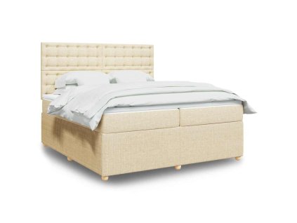 vidaXL Box spring postel s matrací krémová 200x200 cm textil