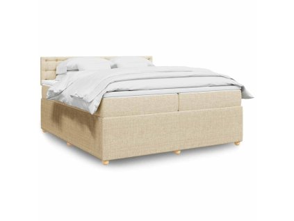 vidaXL Box spring postel s matrací krémová 200x200 cm textil