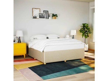 vidaXL Rám postele bez matrace krémový 200 x 200 cm textil