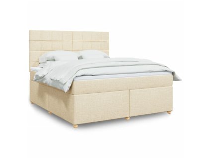 vidaXL Box spring postel s matrací krémová 180x200 cm textil