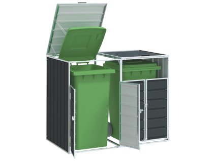 vidaXL Box na 2 popelnice antracitový 144 x 81 x 113 cm ocel