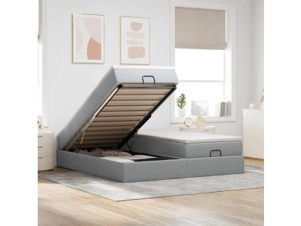 vidaXL Osmanský rám postele s matrací světle šedý 200x200cm textil