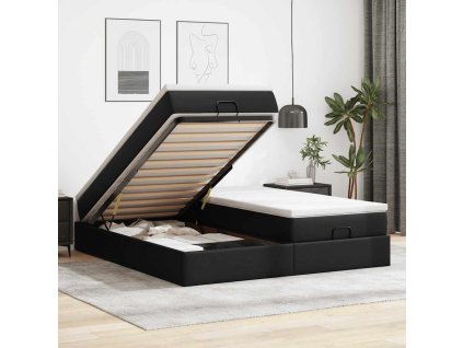 vidaXL Osmanský rám postele s matrací černá 200x200cm umělá kůže