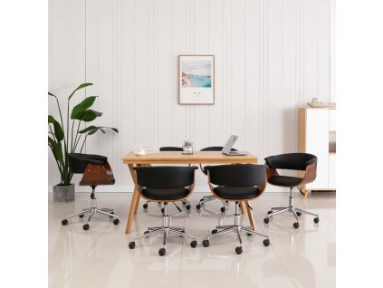 vidaXL Otočné jídelní židle 6 ks černé umělá kůže