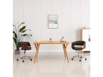 vidaXL Otočná jídelní židle šedá ohýbané dřevo a textil