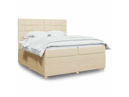 vidaXL Box spring postel s matrací krémová 200x200 cm textil