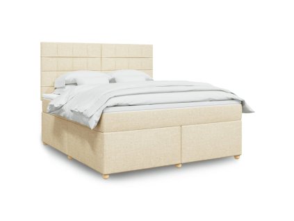 vidaXL Box spring postel s matrací krémová 180x200 cm textil