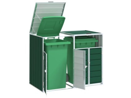 vidaXL Box na 2 popelnice zelený 144 x 81 x 113 cm ocel