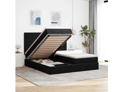 vidaXL Osmanský rám postele s matrací černý 200x200cm samet