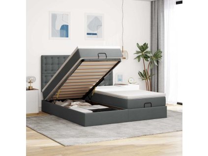 vidaXL Osmanský rám postele s matrací tmavě šedý 200x200cm textil