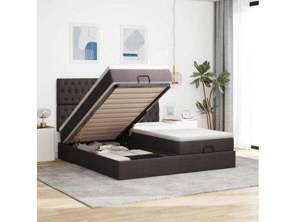 vidaXL Osmanský rám postele s matrací tmavě hnědá 200x200cm textil