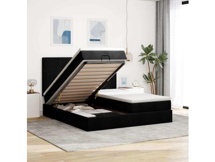 vidaXL Osmanský rám postele s matrací černý 200x200cm textil