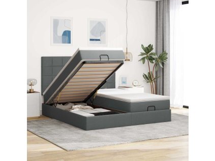 vidaXL Osmanský rám postele s matrací tmavě šedý 200x200cm textil
