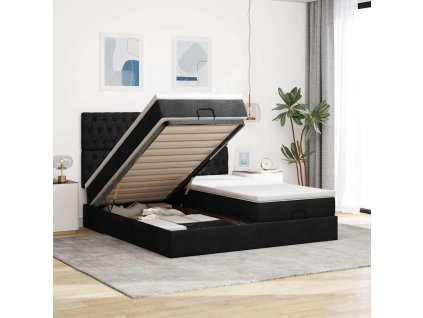 vidaXL Osmanský rám postele s matrací černý 200x200cm textil