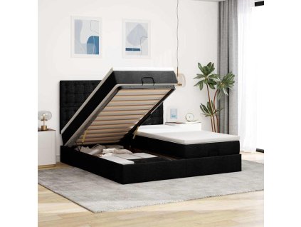 vidaXL Osmanský rám postele s matrací černý 200x200cm textil