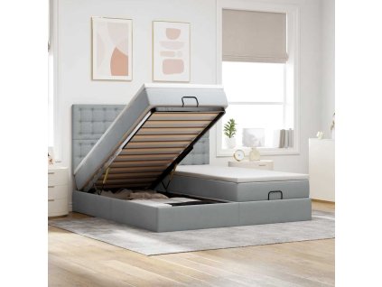 vidaXL Osmanský rám postele s matrací světle šedý 200x200cm textil