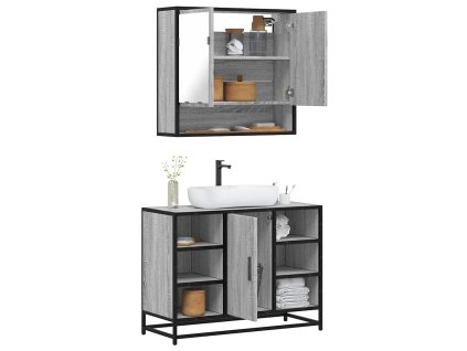 vidaXL 2dílný set koupelnového nábytku šedý sonoma kompozitní dřevo