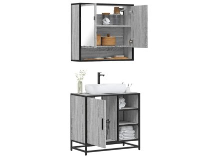 vidaXL 2dílný set koupelnového nábytku šedý sonoma kompozitní dřevo