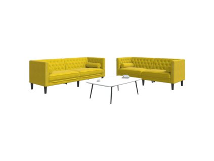vidaXL 2dílná sedací souprava Chesterfield s podhlavníky žlutá samet