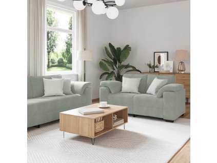 vidaXL 3dílná sedací souprava s poduškami světle šedá samet