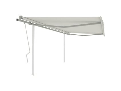 vidaXL Ručně zatahovací markýza se sloupky 4 x 3 m krémová