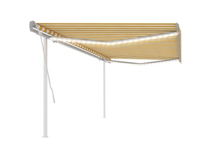 vidaXL Ručně zatahovací markýza s LED světlem 5 x 3,5 m žlutobílá