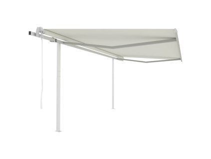 vidaXL Automatická zatahovací markýza se sloupky 4 x 3 m krémová
