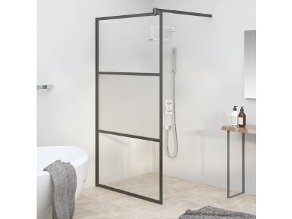 vidaXL Zástěna do průchozí sprchy 115 x 195 cm napůl mléčné ESG černá