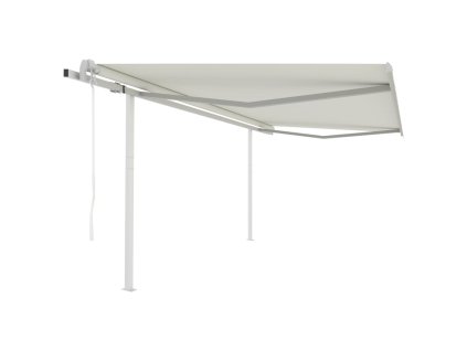 vidaXL Automatická zatahovací markýza se sloupky 4 x 3,5 m krémová