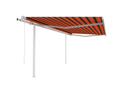 vidaXL Automatická markýza se sloupky 4,5 x 3,5 m oranžovohnědá