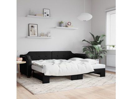 vidaXL Válenda s přistýlkou černá 100 x 200 cm textil