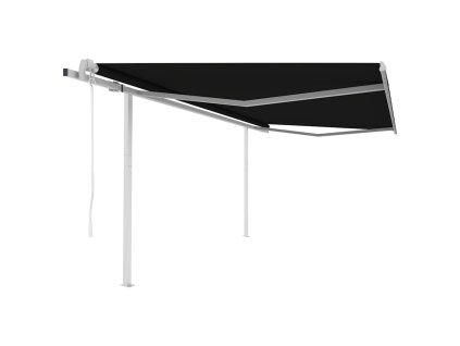 vidaXL Automatická zatahovací markýza se sloupky 4,5 x 3 m antracitová