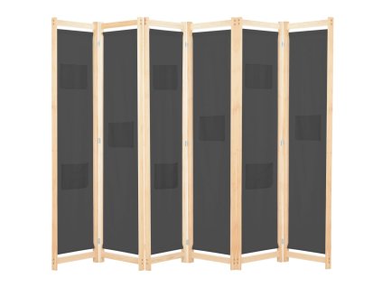 vidaXL 6dílný paraván šedý 240 x 170 x 4 cm textil