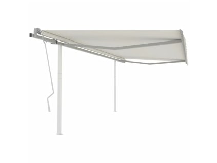 vidaXL Ručně zatahovací markýza se sloupky 4 x 3,5 m krémová