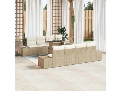 vidaXL Sada zahradních pohovek s polštářem 7 pcs Béžová a krémová