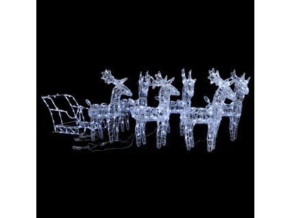 vidaXL Vánoční sobi se sáněmi 320 LED diod akryl