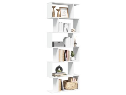 vidaXL Knihovna/dělící stěna 6patrová bílá 70x24x193 cm kompozit