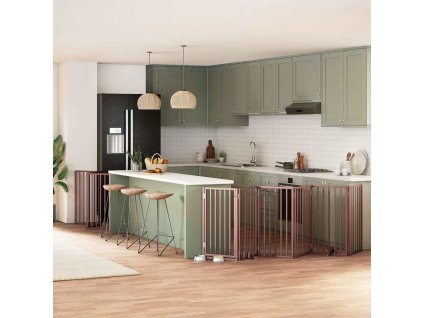 vidaXL Zábrana pro psy s dvířky skládací 9 panelů hnědá 450 cm topol