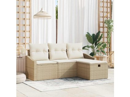vidaXL Set pohovek s polštářem 4 pcs polyratan