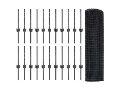 vidaXL Plot s sloupkem Šedá 0,4 x 50 m Ocel a PVC