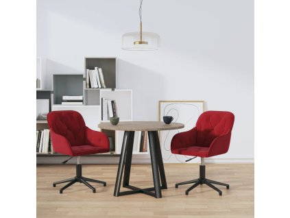 vidaXL Otočné jídelní židle 2 ks vínové samet