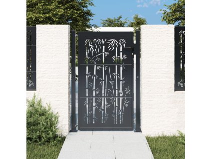 vidaXL Zahradní branka antracitová 100 x 125 cm ocelová bambusová konstrukce