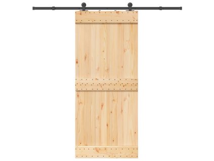 vidaXL Posuvné dveře s kováním 90 x 210 cm masivní borové dřevo