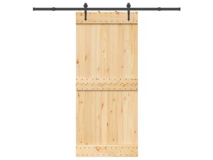 vidaXL Posuvné dveře s kováním 90 x 210 cm masivní borové dřevo