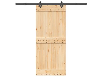 vidaXL Posuvné dveře s kováním 90 x 210 cm masivní borové dřevo